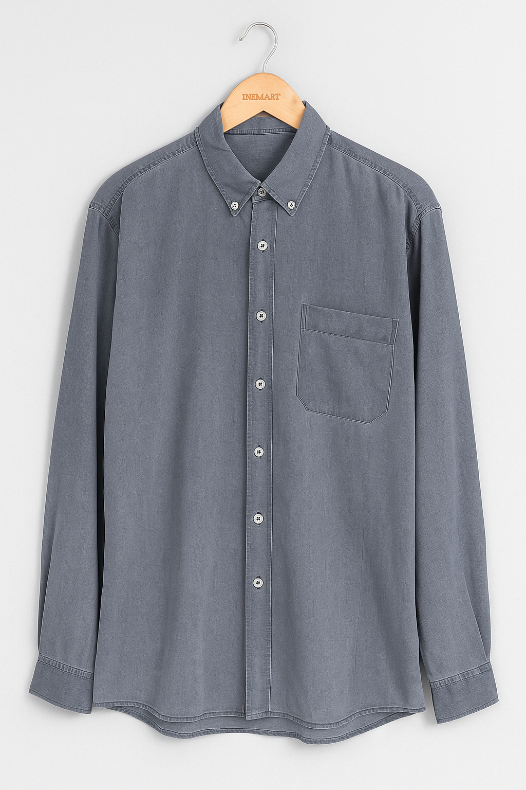 1009-Ash Grey Denim Button Down