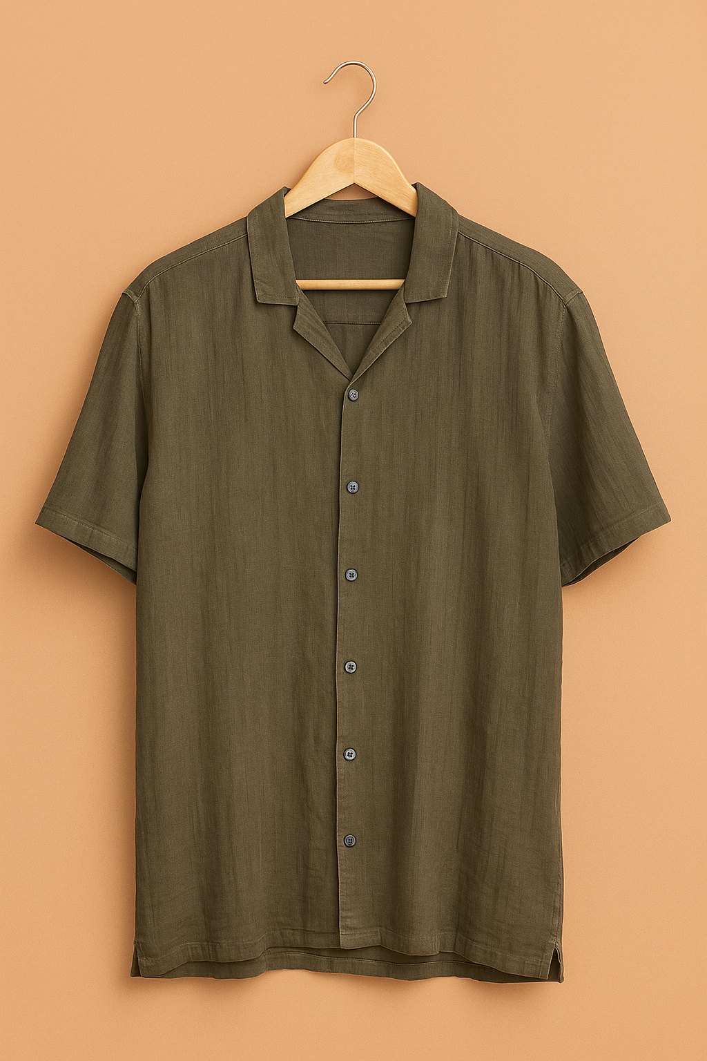 1030- SMOG | Olive Green Oversized Cuban Collar Button Down