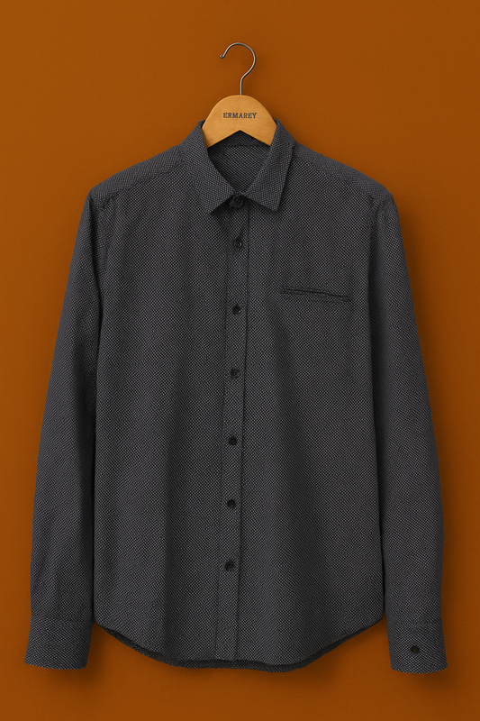 1028-Classic Grey Dotted Button Down
