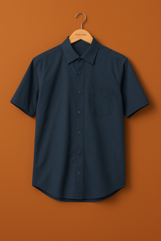 1007-Navy Cotton Button Down