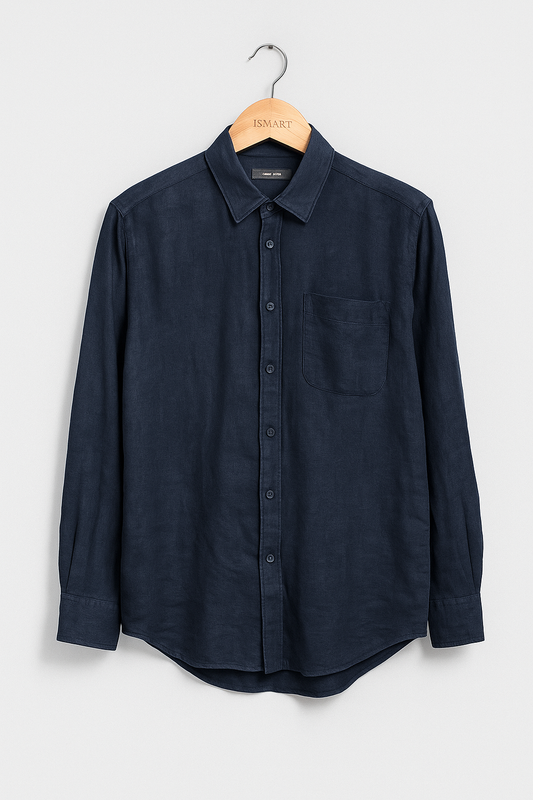 1018-Black Linen Button Down