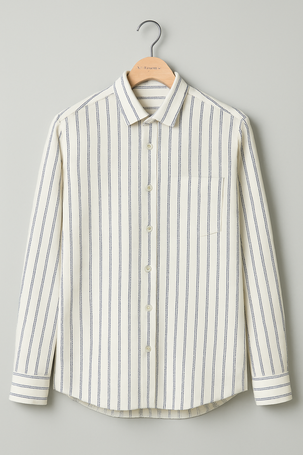 1015- White Embroided Pinstripe Shirt