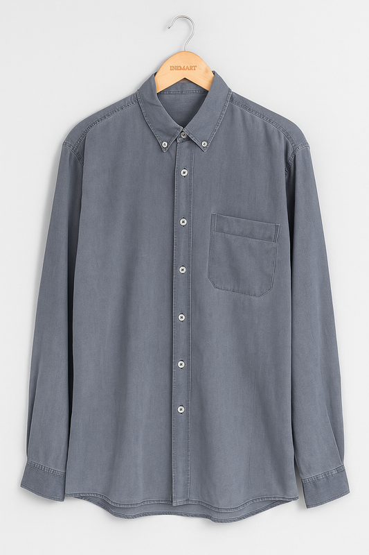 1009-Ash Grey Denim Button Down