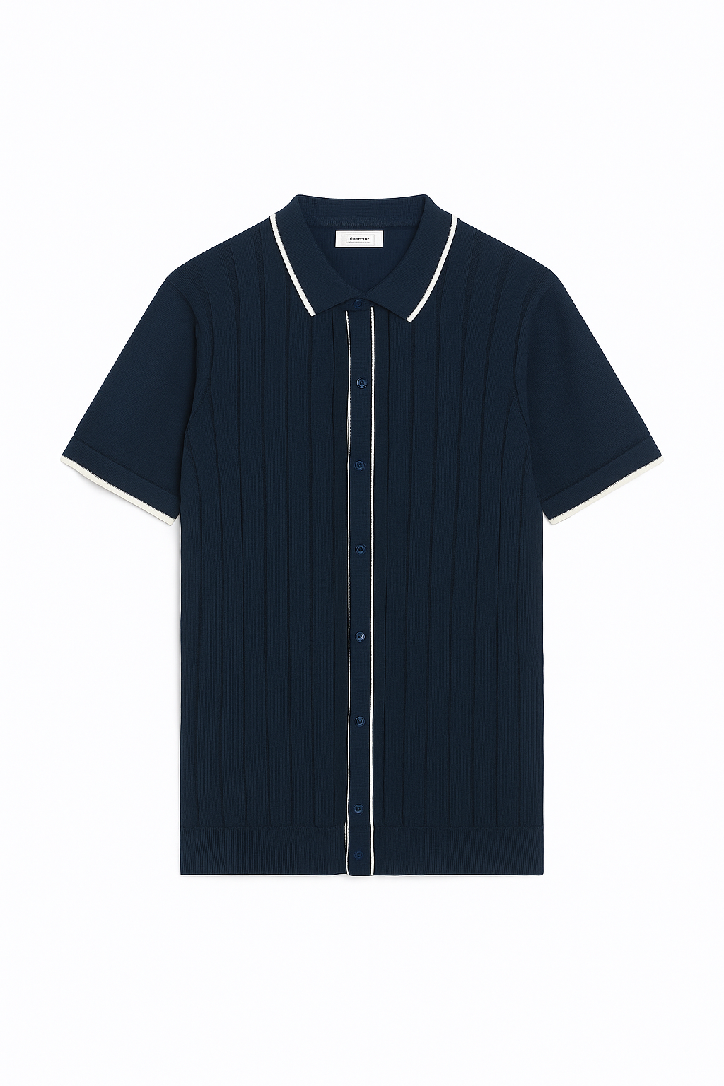 1002-NINES | Premium Navy Knitted Button Down
